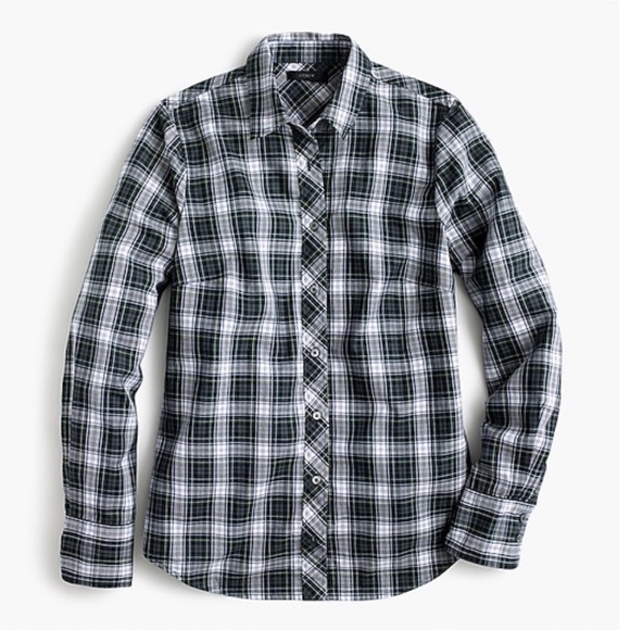 J. Crew Perfect shirt in Green Tartan Forest Multi - Picture 1 of 1